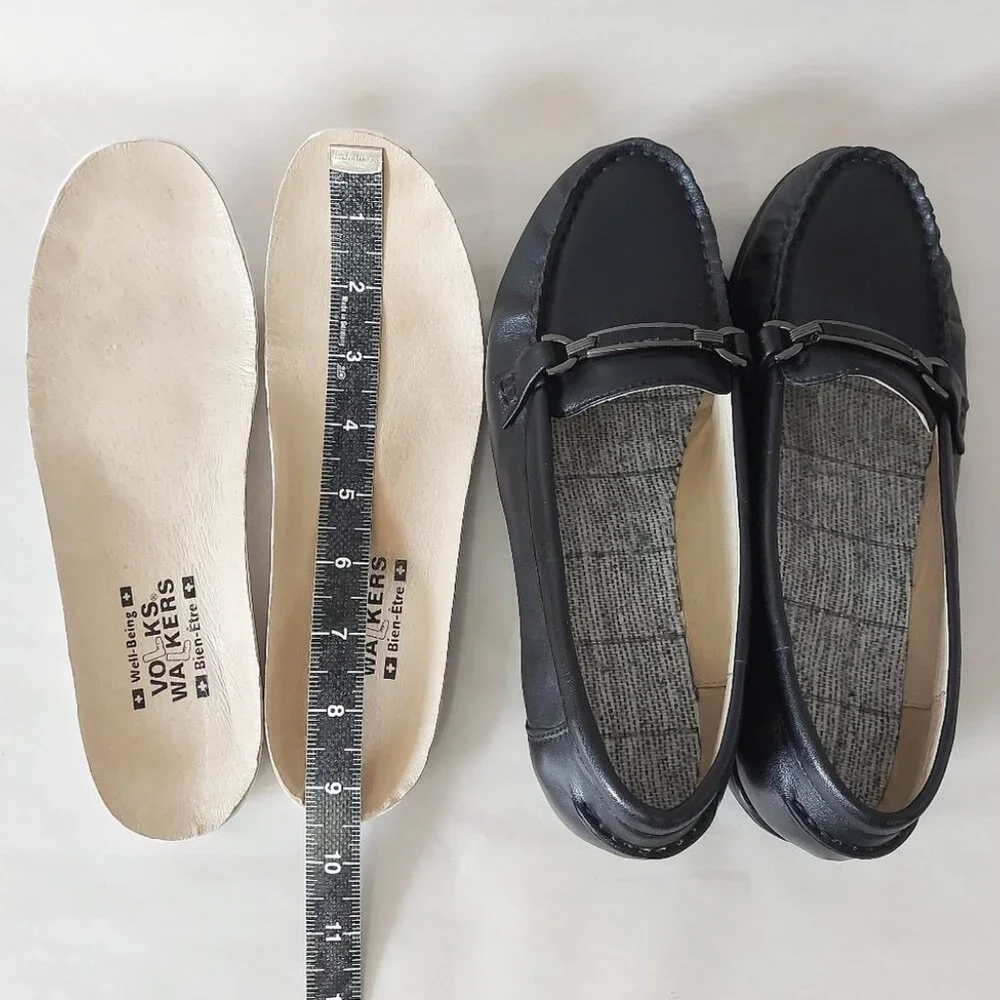 Volks Walkers Women Horse-bit Wedge Loafers 37 EU Black Dressy Comfort Heel